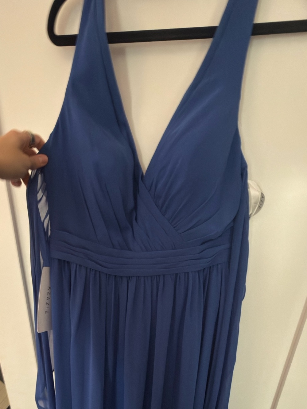 Azazie Royal Blue V-Neck Maxi Dress